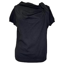 Moschino Kurzarm-Pullover aus schwarzer Wolle