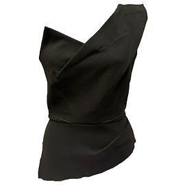 Asymmetrisches Roland Mouret One-Shoulder-Top aus Viskose in Olive