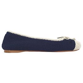 Ballerine Miu Miu con punta a contrasto in crochet, cotone blu navy