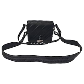 Borsa a tracolla Off-White Diagonal Padded Binder Flap in pelle nera - Off White