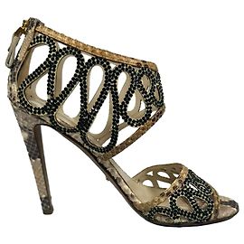 Verzierte Sandalen Sergio Rossi aus Schlangenleder im Animal-Print