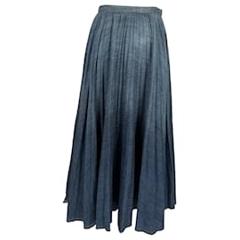 Falda midi vaquera plisada Dior en algodón azul