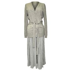 Robe midi cardigan à ceinture Altuzarra Manuel en viscose grise
