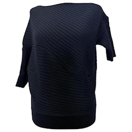 Maglione J.W. Anderson con maniche dolman 3/4 e scollo a barca in lana merino blu navy - JW Anderson