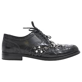 Scarpe brogue con borchie in pelle nera Dolce & Gabbana