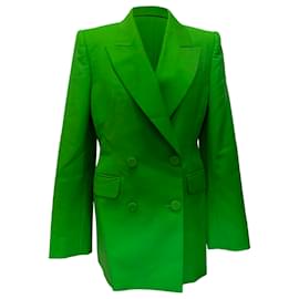 Blazer doppiopetto e pantaloni in lana verde Alexander McQueen