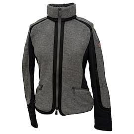 Moncler Grenoble Zip-Up Paneled Jacket in Grey Wool