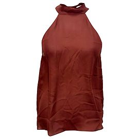 Top de cuello halter Alla de Nili Lotan en seda color burdeos