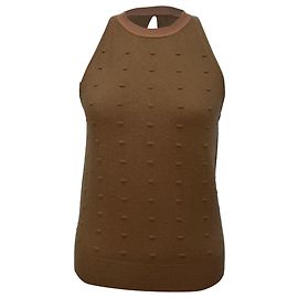 Top de gola halter em malha de poá Balenciaga em lã marrom