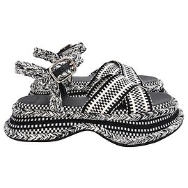 Sandali con zeppa Meril Monochrome in cotone intrecciato nero di Chloé
