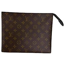 Pochette Louis Vuitton Poche Toilette NM in pelle marrone
