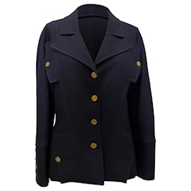 Giacca Chanel in lana blu navy con bottoni dorati