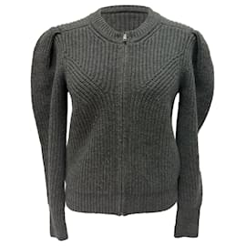 Maglione con zip Randy in lana merino grigia Isabel Marant