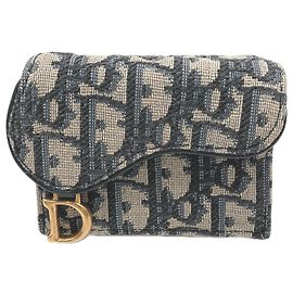 Cartera Compacta Christian Dior Oblique Jacquard Saddle