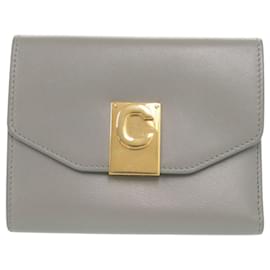 Céline Celine Dreifaltig Ledergeldbörse Grau