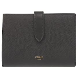 Celine Medium Strap Wallet aus schwarzem Leder - Céline