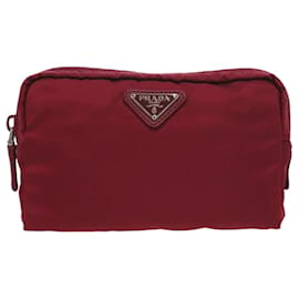 Neceser de cosméticos rojo con logotipo Triangle Prada 1N0021