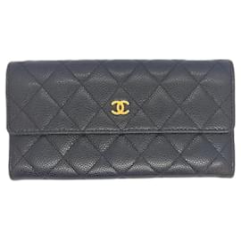 Chanel Matelassé Long Wallet in Schwarz