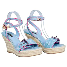 Louis Vuitton Sandali con zeppa in denim Monogram