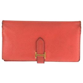 Hermès Bearn Soufflé Long Wallet in Orange