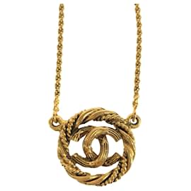 Collana in metallo dorato Chanel Vintage Coco Mark