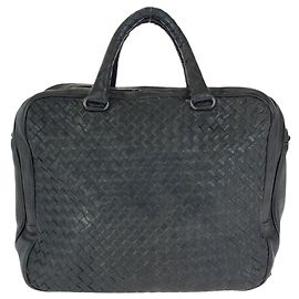 Sac Business en cuir noir Intrecciato Bottega Veneta