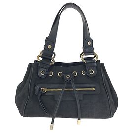 Bulgari Borsa a mano in pelle e tela nera Logomania Bvlgari