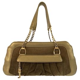 Cartier La Dona Umhängetasche mit Kette aus braunem Wildleder und goldenem Leder