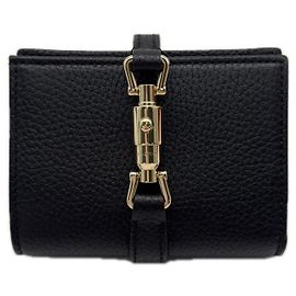Gucci Jackie 1961 Bi-fold Wallet aus schwarzem Leder