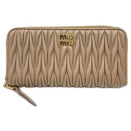 Miu Miu Matelassé Long Wallet Pink Beige