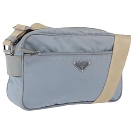 Borsa a Spalla PRADA Nylon Azzurro Chiaro Argento Auth 190750
