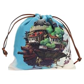 LOEWE Collaborazione Ghibli Pouch Howl's Moving Castle Tela Blu Auth 190232SM - Loewe
