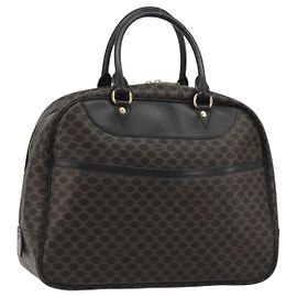 Céline Borsa CELINE Macadam Canvas PVC Pelle Nera Oro Auth 188316V
