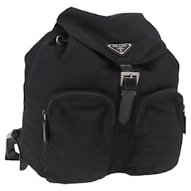 Zaino PRADA Nylon Nero Argento Auth 188482 - Prada
