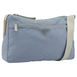 Borsa a tracolla PRADA Nylon Azzurro Chiaro Argento Auth 189553A