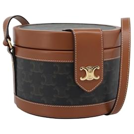 Céline BORSA CELINE Tambour Shoulder Bag in tela Macadam Triomphe PVC Nero Oro Auth 189888SM