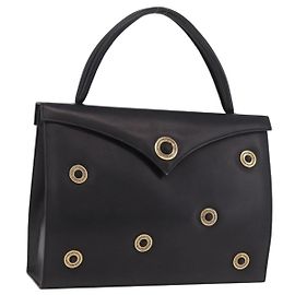 BALLY Handtasche aus Leder Schwarz Gold Auth 189200