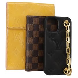 LOUIS VUITTON Monogram Vernis Planner 3 Set Beige black LV Auth BA13651