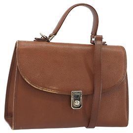 Borsa Burberry in pelle 2way Marrone Oro Auth ep14918
