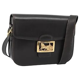 Céline Borsa a Spalla CELINE Horse Carriage in Pelle Marrone Scuro Oro Auth 189835A