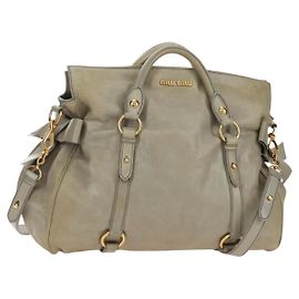 Sac à main Miu Miu en cuir 2way Gris Or Auth 189246V