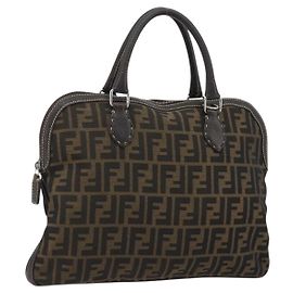 Borsa a Mano FENDI Zucca Canvas Nero Marrone Auth ka4970