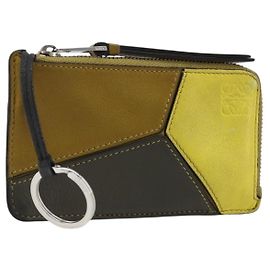 Tarjetero LOEWE Puzzle de piel multicolor plata Auth 189011