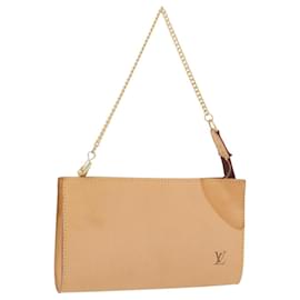 LOUIS VUITTON Nomad Leder Beutel Tasche PM Beige LV Auth 189290