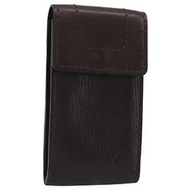 LOUIS VUITTON Utah Porte Cles Badge Pouch Leather Brown M92539 LV Auth bs35889