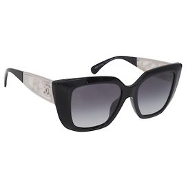 CHANEL Sonnenbrille Metall Schwarz CC Auth 189755M