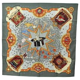 Hermès HERMES Foulard Carre 90 "La Magie" Seta Grigio Autentico hk3928M