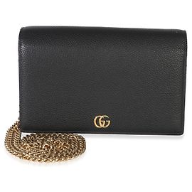 Portafoglio Gucci GG Chain in pelle di vitello Dollar nero e rosso