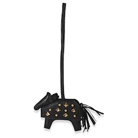 Hermès Black Milo Pele de Cordeiro com Tachas Grigri Rodeo Robeo Rock Charm PM
