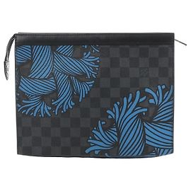 Pochette Voyage Damier Graphite Louis Vuitton Clutch Negro x Azul N62260